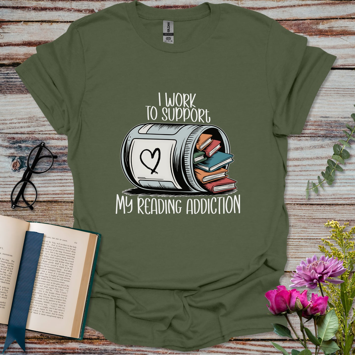 I Work to Support My Reading Addiction T-shirt