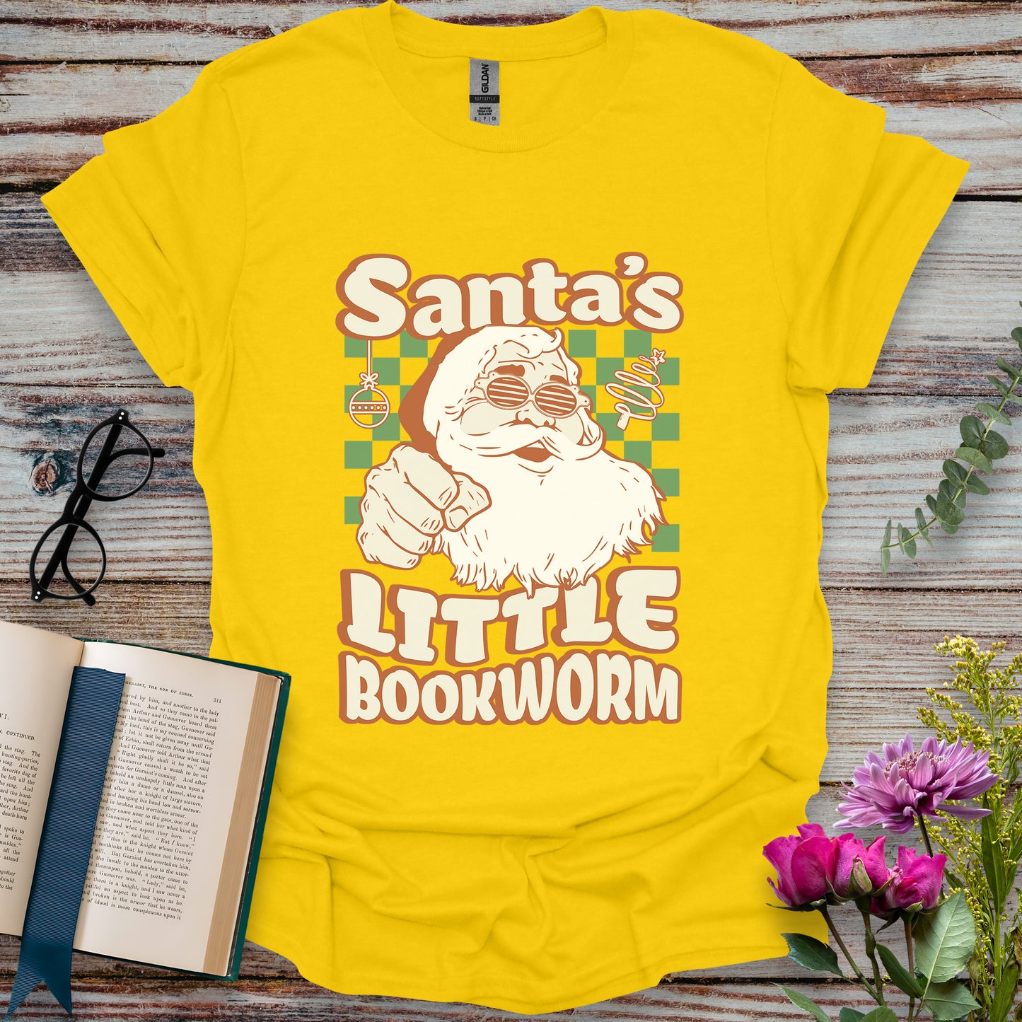 Santa's Little Bookworm T-shirt