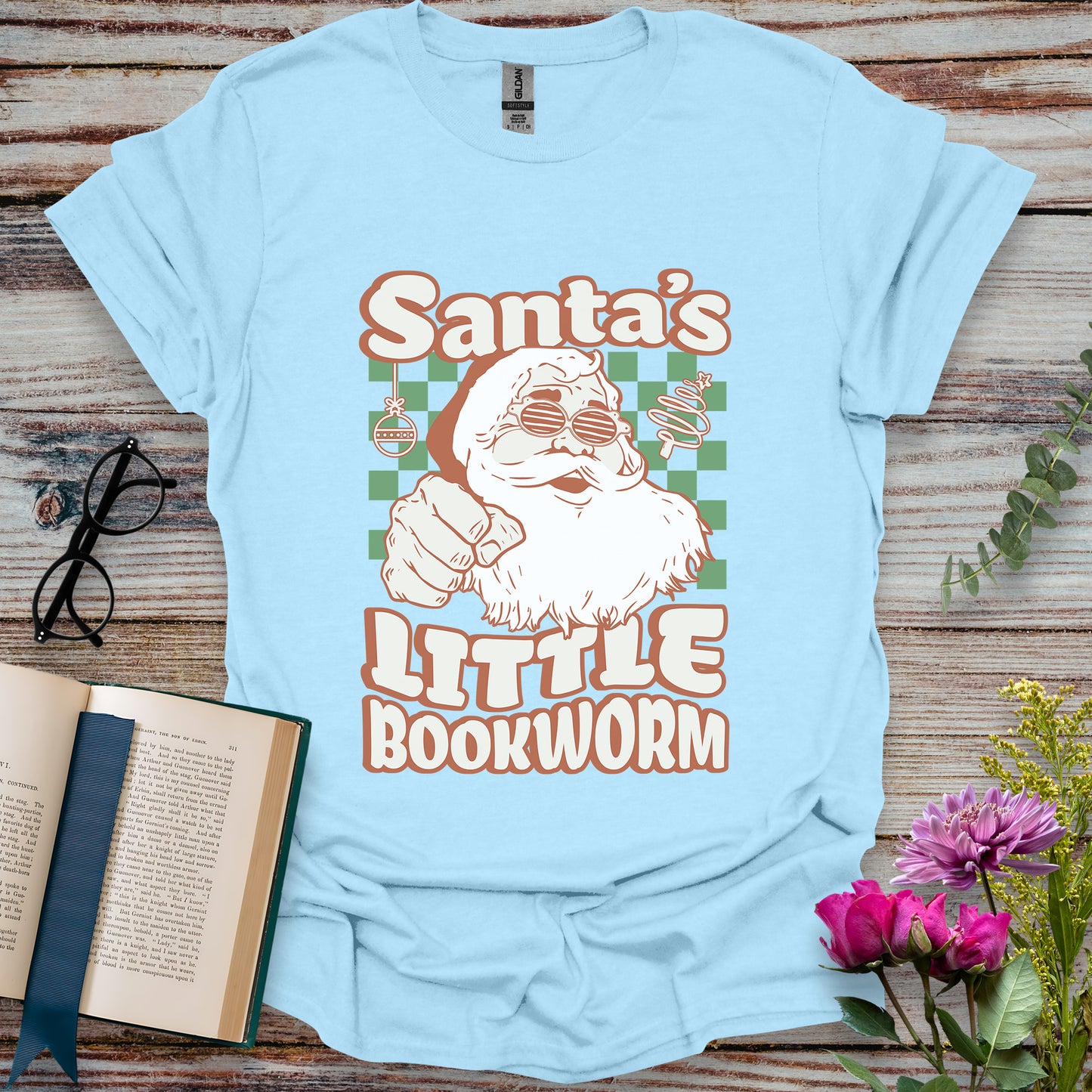 Santa's Little Bookworm T-shirt