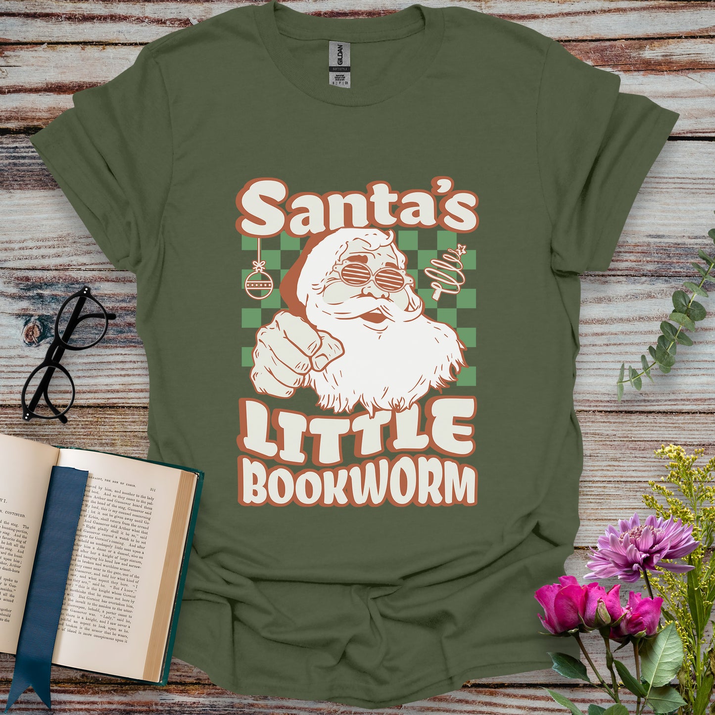 Santa's Little Bookworm T-shirt