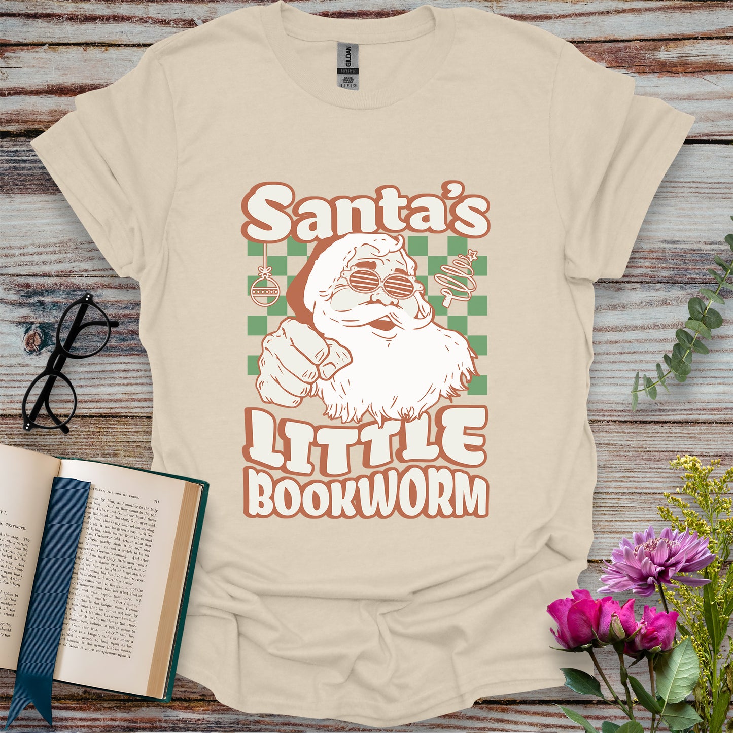 Santa's Little Bookworm T-shirt