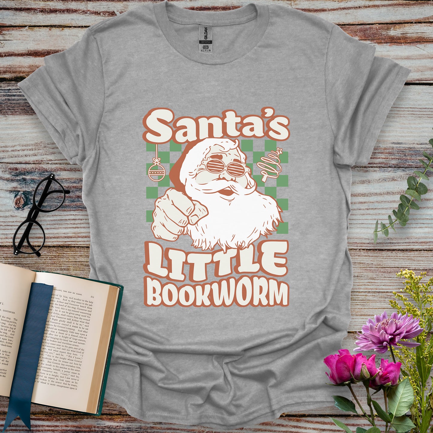 Santa's Little Bookworm T-shirt