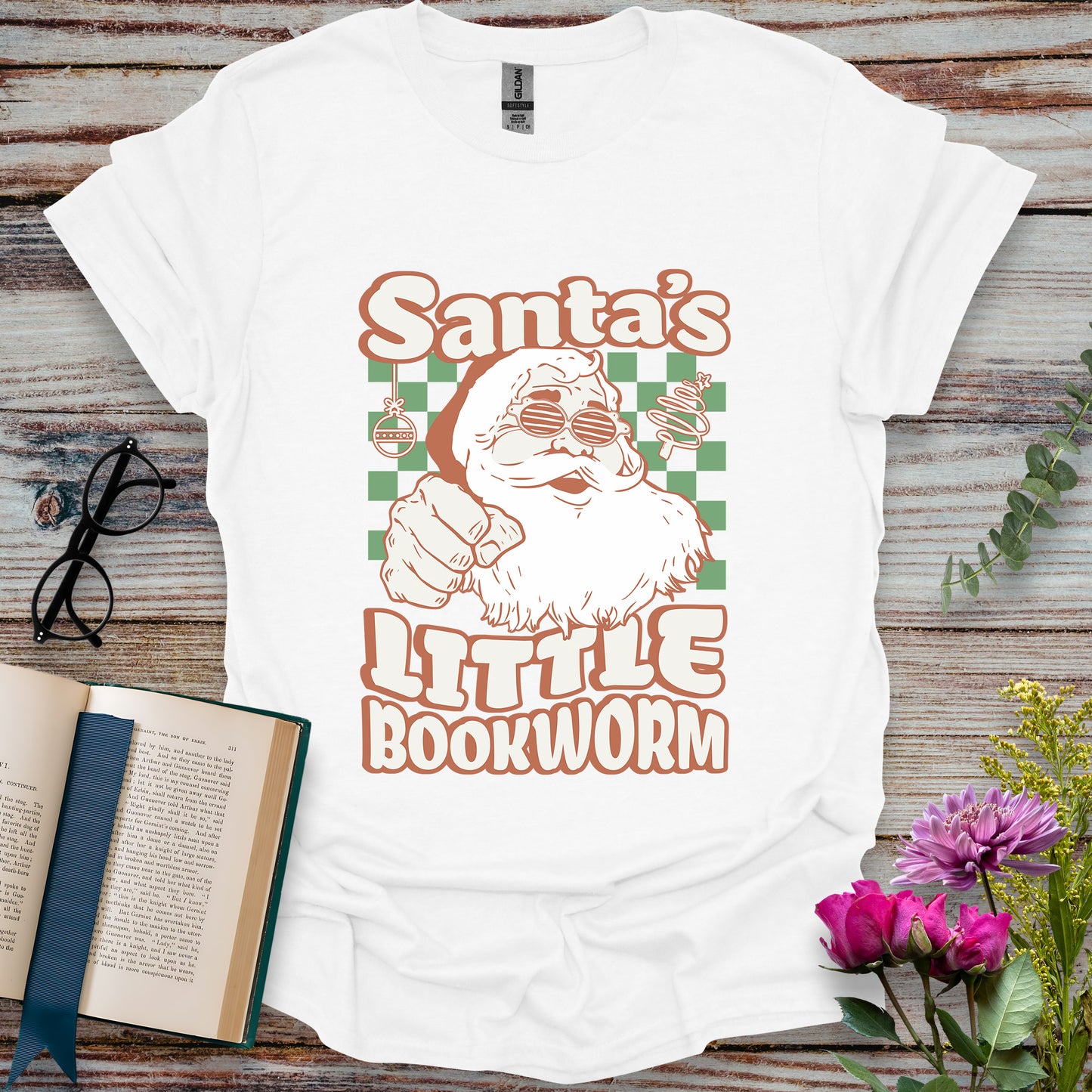 Santa's Little Bookworm T-shirt