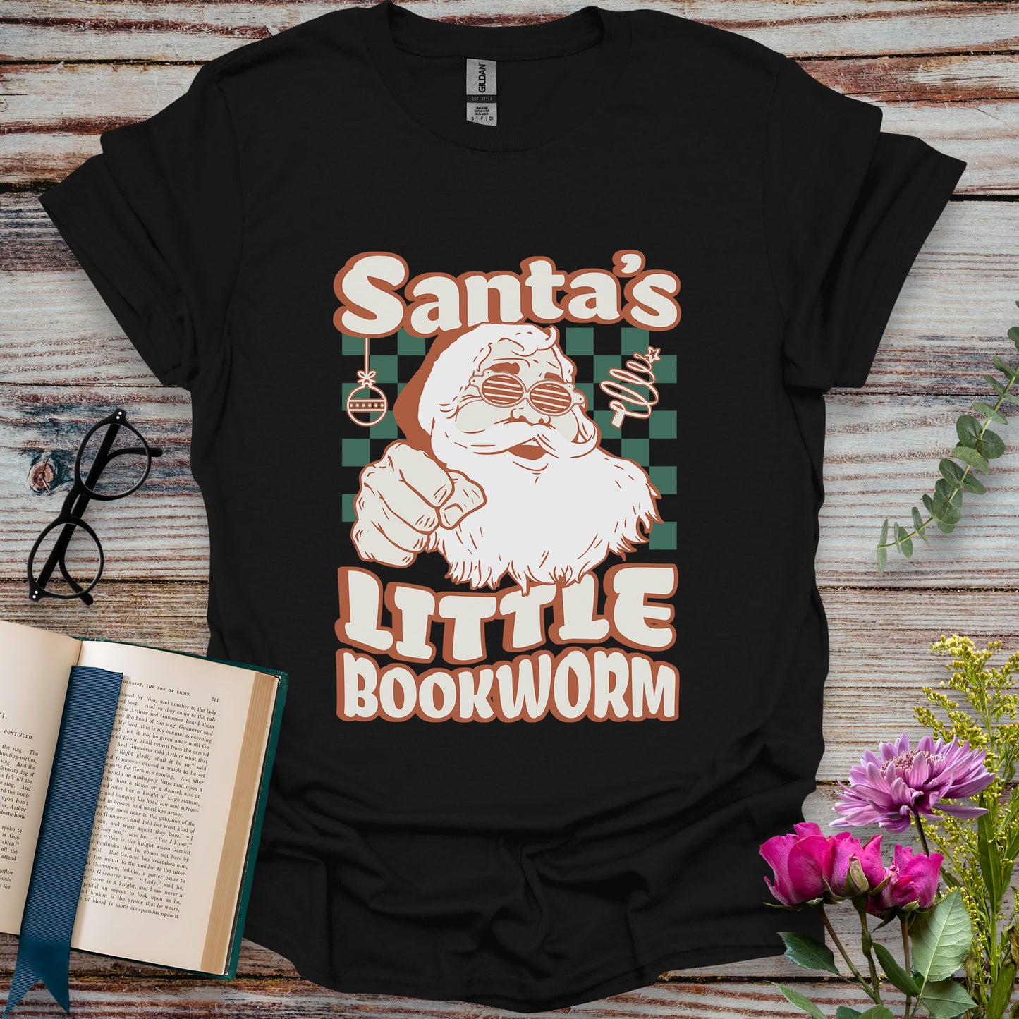 Santa's Little Bookworm T-shirt