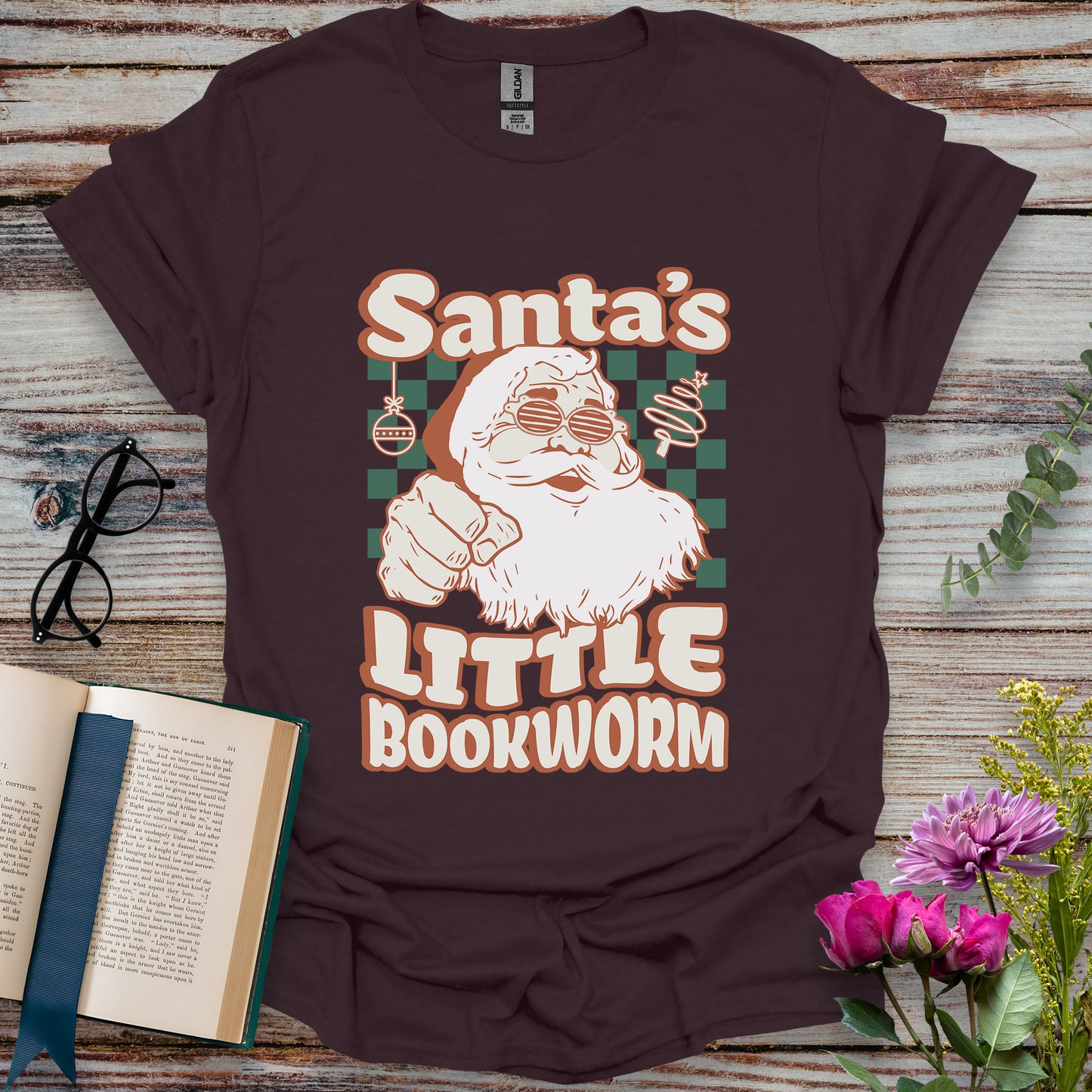 Santa's Little Bookworm T-shirt