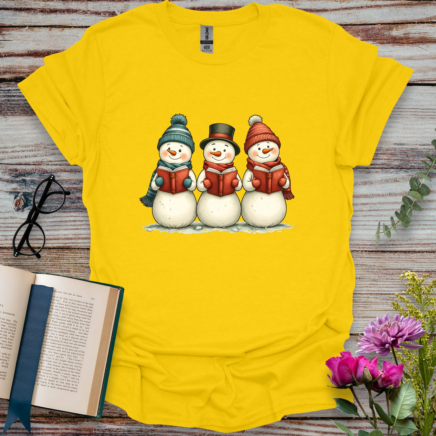 Snowmen Reading Books T-shirt