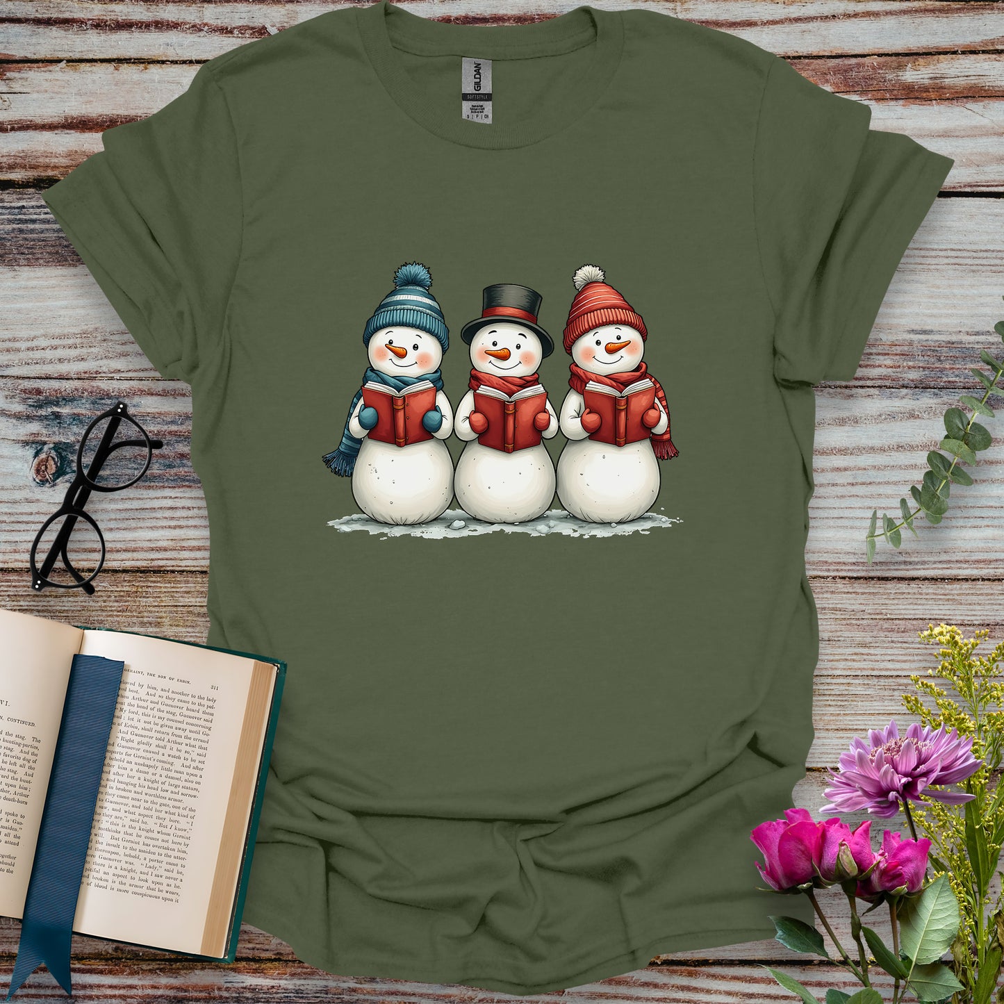 Snowmen Reading Books T-shirt