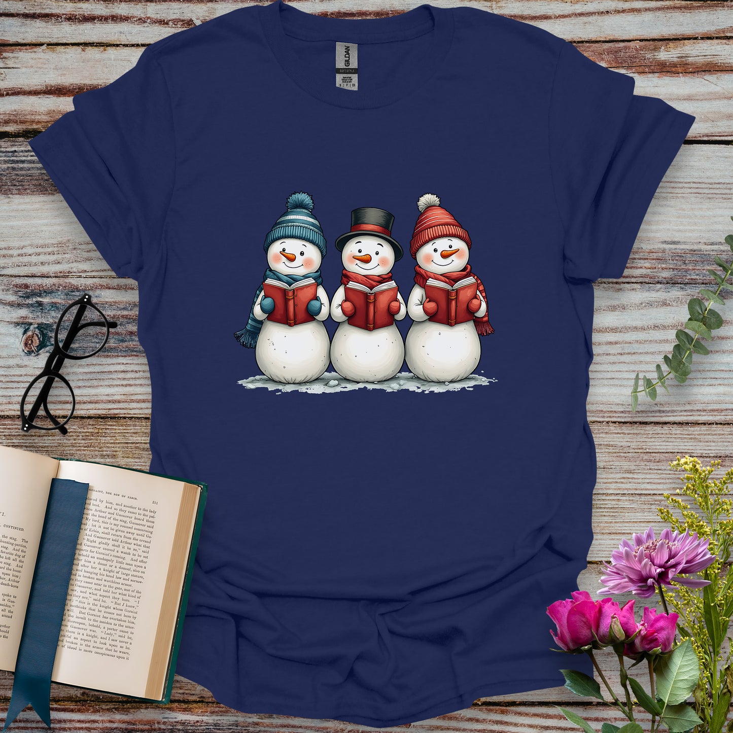 Snowmen Reading Books T-shirt