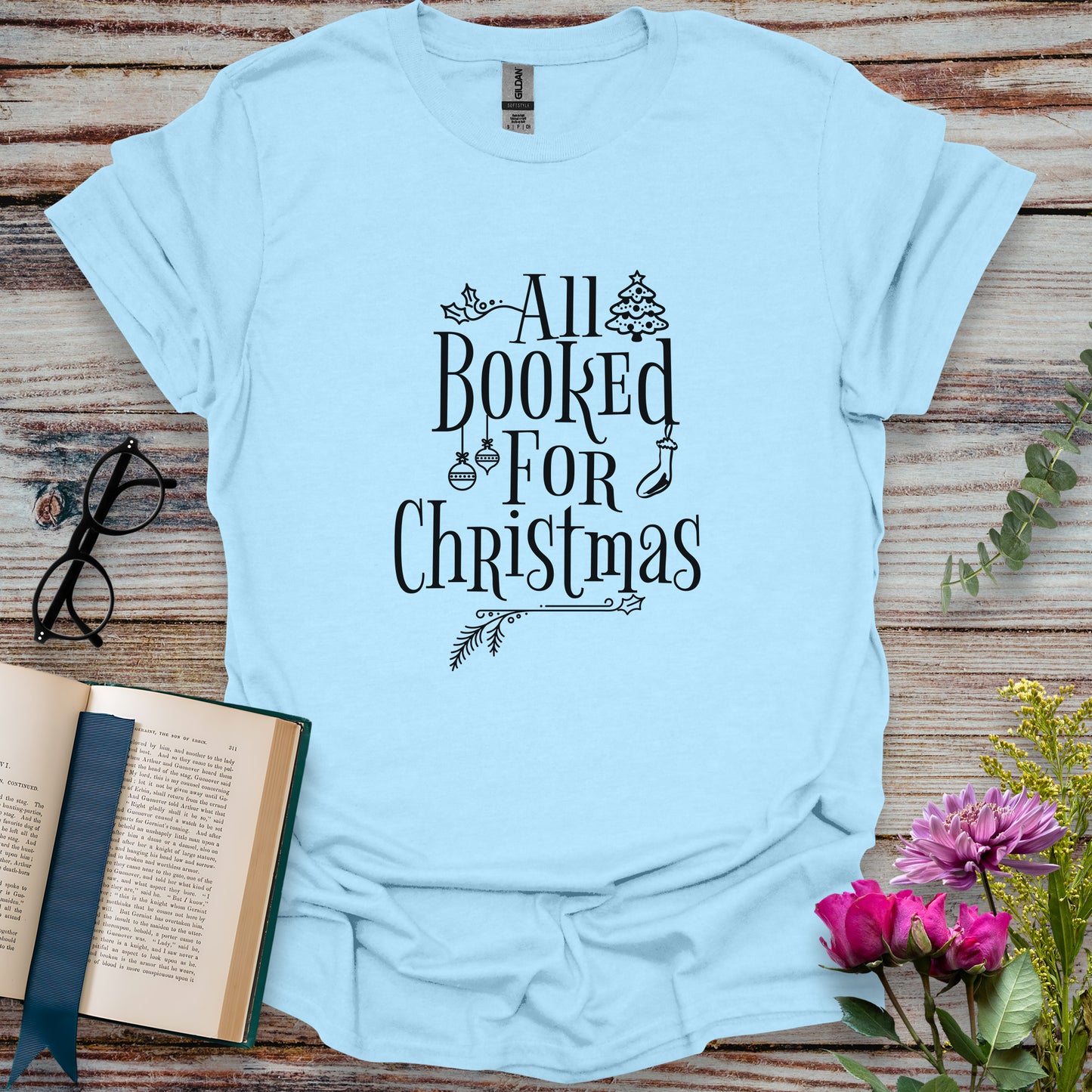 All Booked for Christmas T-shirt