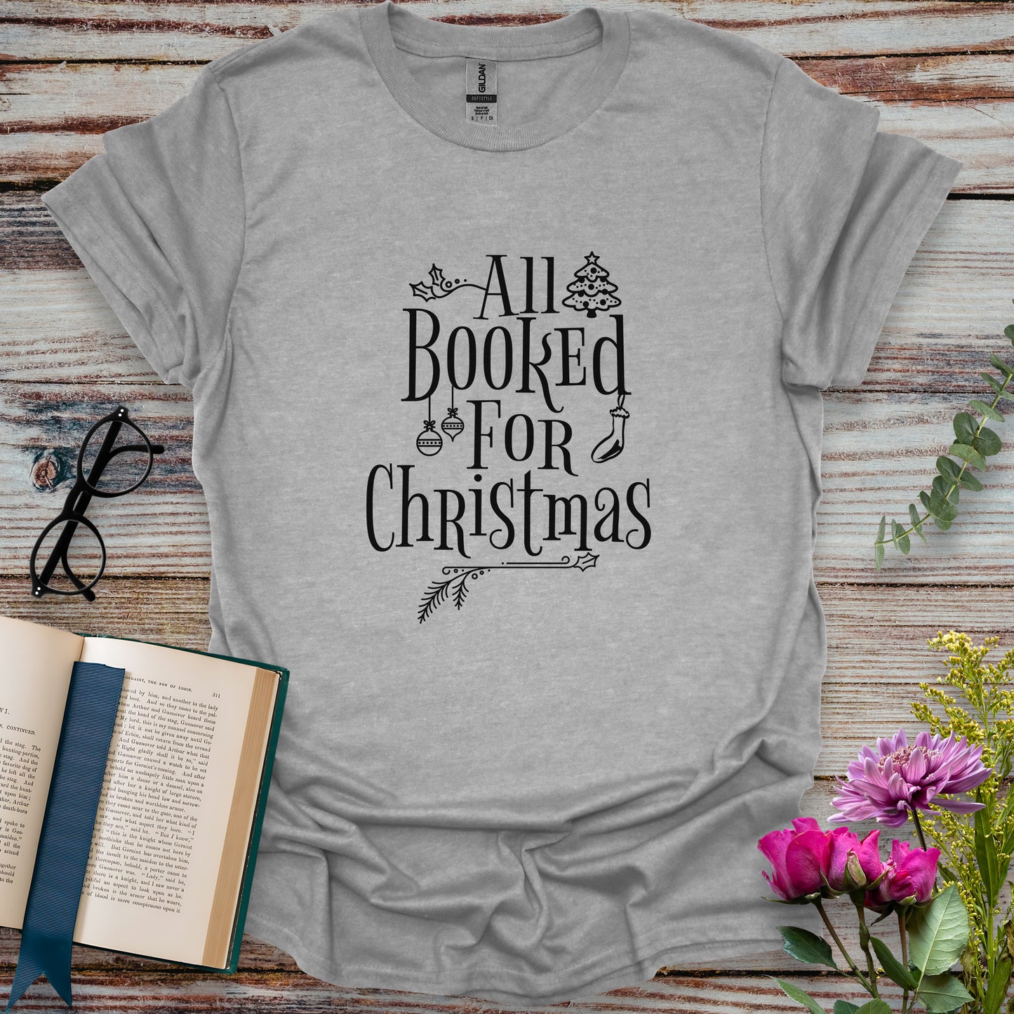 All Booked for Christmas T-shirt