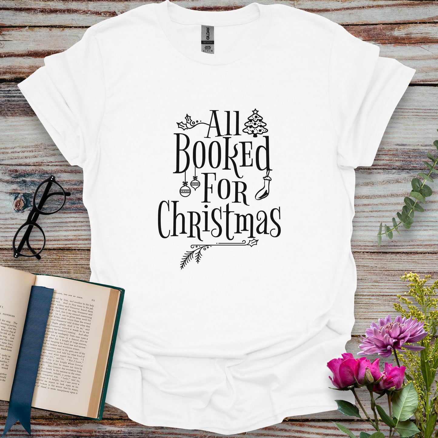 All Booked for Christmas T-shirt