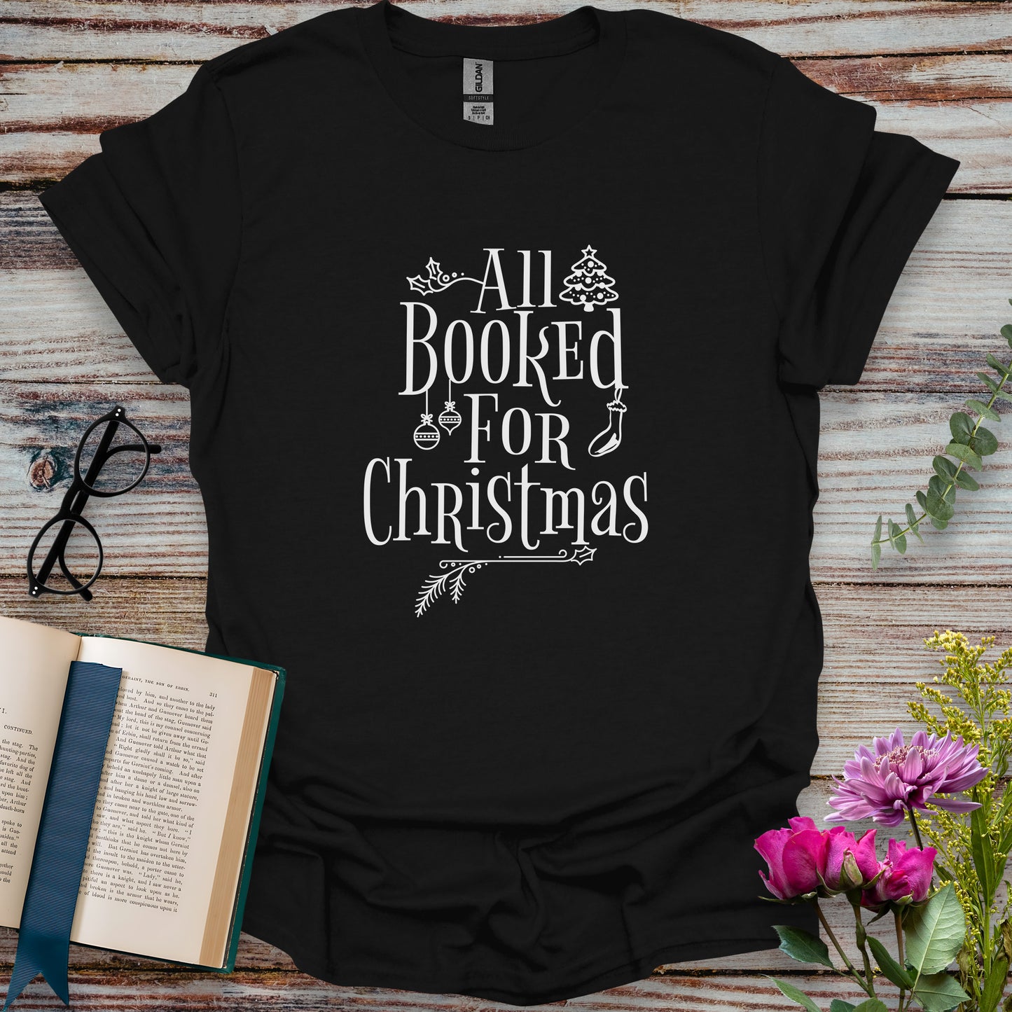 All Booked for Christmas T-shirt