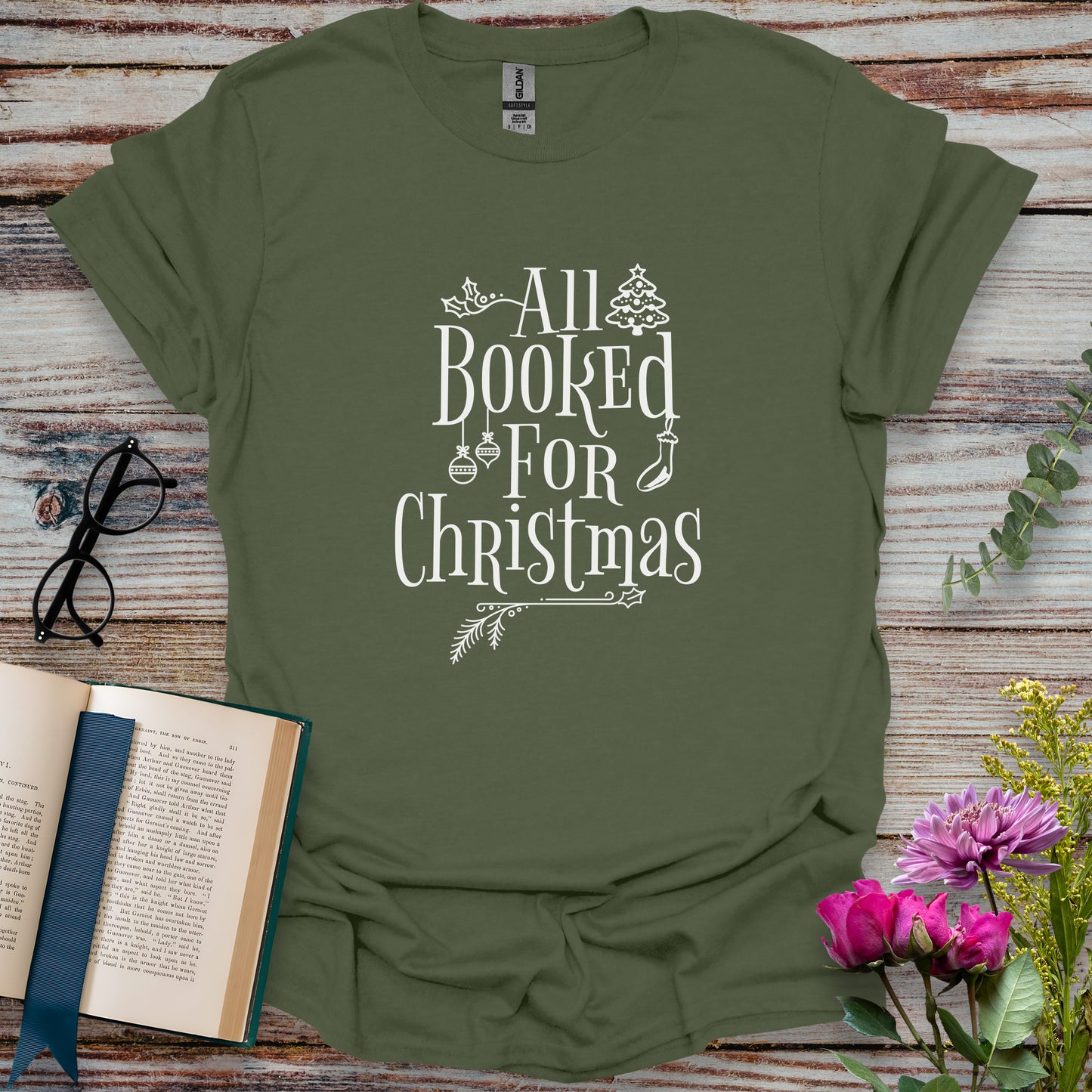 All Booked for Christmas T-shirt